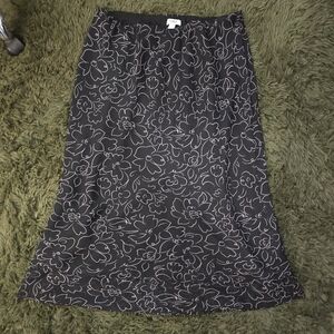 Cato Black Floral Midi Skirt